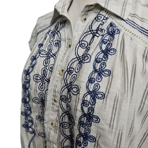 Anthropologie Pilcro Embroidered Surf Button Down Top Size Small Short Sleeve - Picture 11 of 11